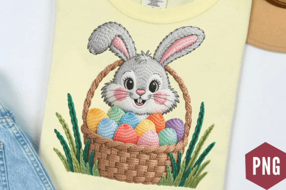 Download Faux Yarn Bunny with Easter Eggs Clipart - Easter eggs Collection