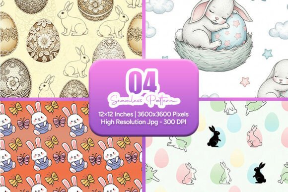 Download Cute Bunny Easter Eggs Seamless Pattern - Easter eggs Collection