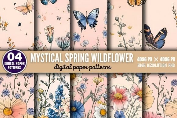 Download Mystical Spring Wildflower Patterns Digi - Mystical spring Collection