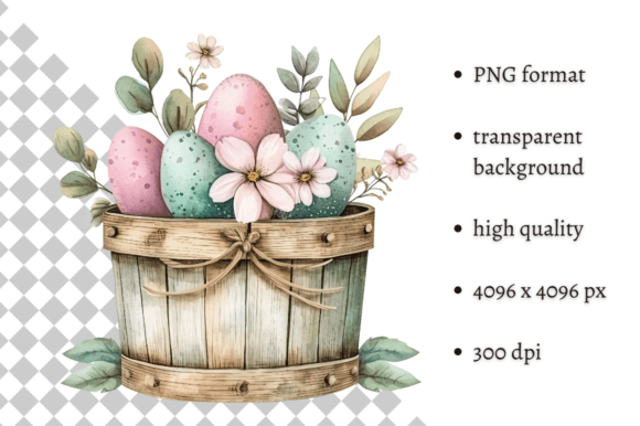 Download Watercolor Easter Eggs Bucket Clipart - Easter eggs Collection
