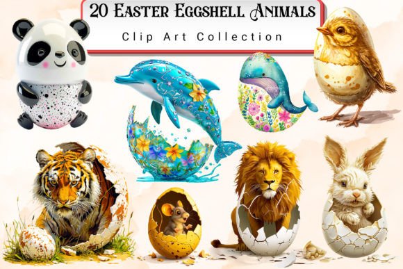 Download Easter Eggshell Animals Clipart Bundle - Easter eggs Collection