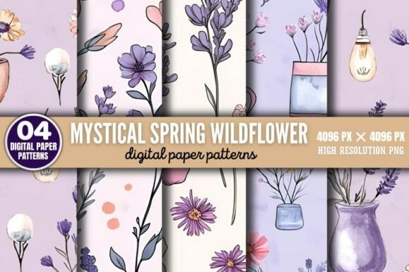 Download Mystical Spring Wildflower Patterns Digi - Mystical spring Collection